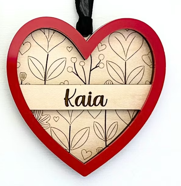 Personalized Engraved Valentine Gift Tag – Heart Name Ornament