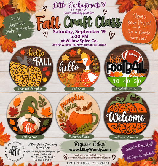 9/19/2026 at 5pm - Fall Crafts at Willow Spice Co.