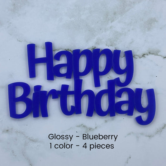 WWB-Acrylic HBD flat cake topper - Glossy Blueberry- 1 color 4 pack