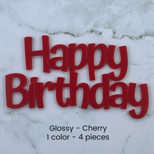 WWB-Acrylic HBD flat cake topper - Glossy Cherry - 1 color 4 pack