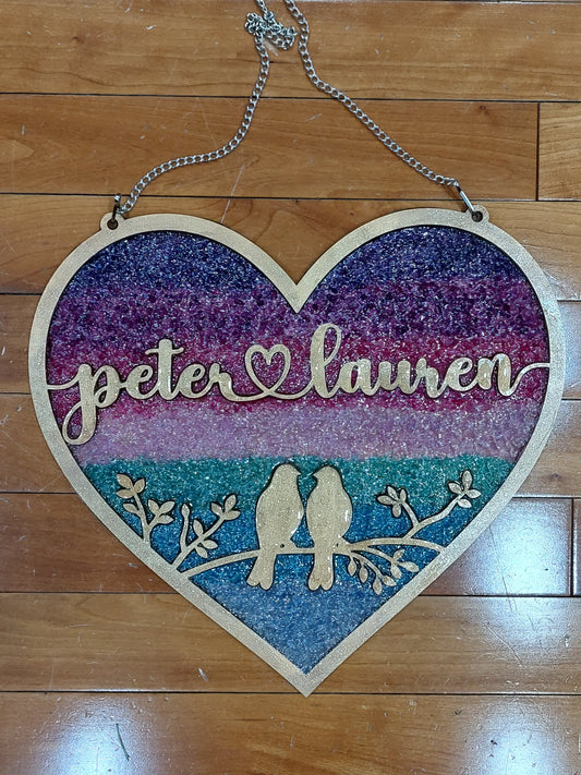 LD-Suncatcher Frame - Custom Name Heart