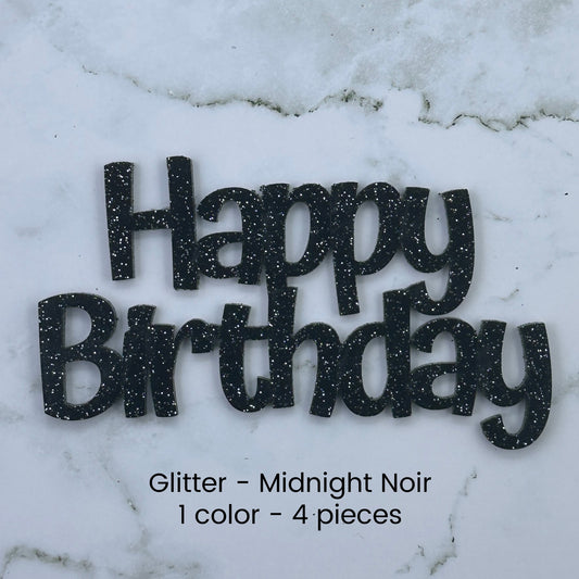 WWB-Acrylic HBD flat cake topper - Glitter Eclipse Noir - 1 color 4 pack