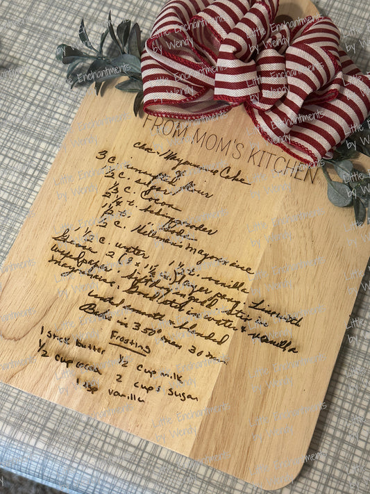 Custom Handwritten Recipe Cutting Board | Engraved Keepsake Gift