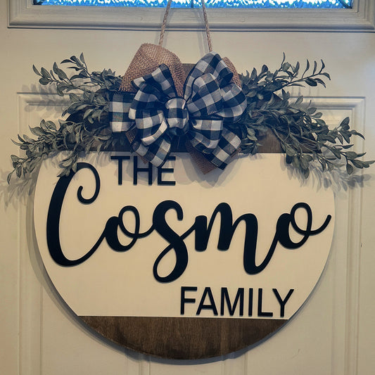 Family Name Sign | Custom Wooden Door Hanger