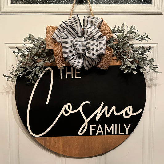 Family Name Sign | Custom Wooden Door Hanger