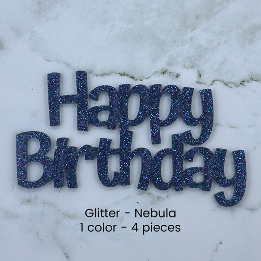 WWB-Acrylic HBD flat cake topper - Glitter Nebula - 1 color 4 pack