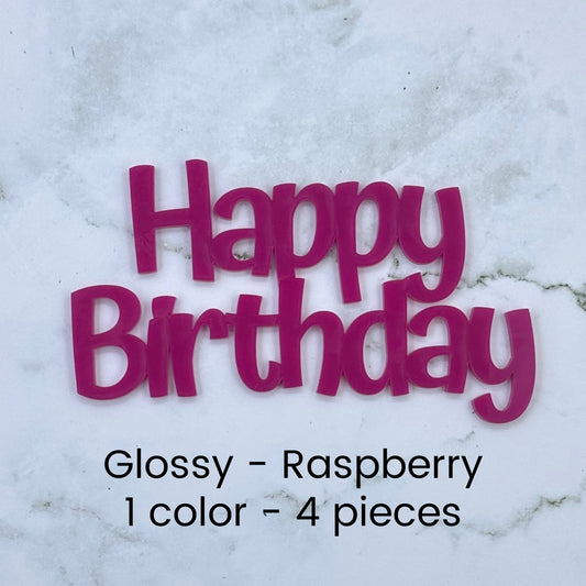 WWB-Acrylic HBD flat cake topper - Glossy Raspberry- 1 color 4 pack