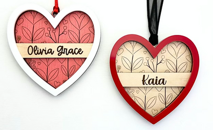 Personalized Engraved Valentine Gift Tag – Heart Name Ornament