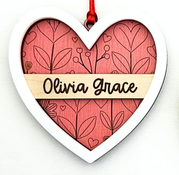 Personalized Engraved Valentine Gift Tag – Heart Name Ornament