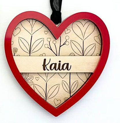 Personalized Engraved Valentine Gift Tag – Heart Name Ornament