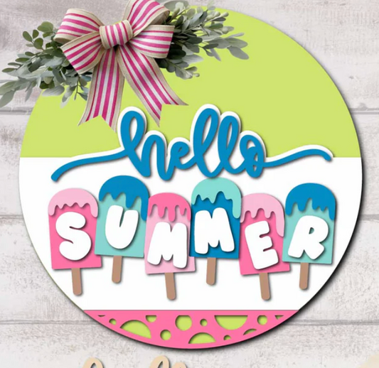 WHS - Hello Summer Popsicle 12" Round - WITHOUT 12" Round Surface