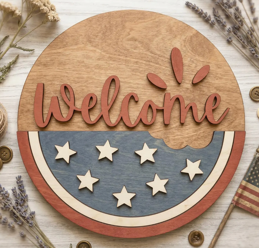 WHS - Patriotic Watermelon 12" Round - WITHOUT 12" Round Surface