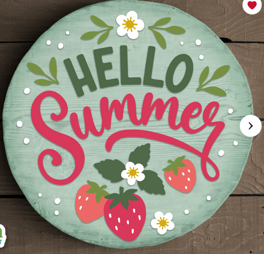 WHS - Hello Summer Strawberry 12" Round - WITHOUT 12" Round Surface